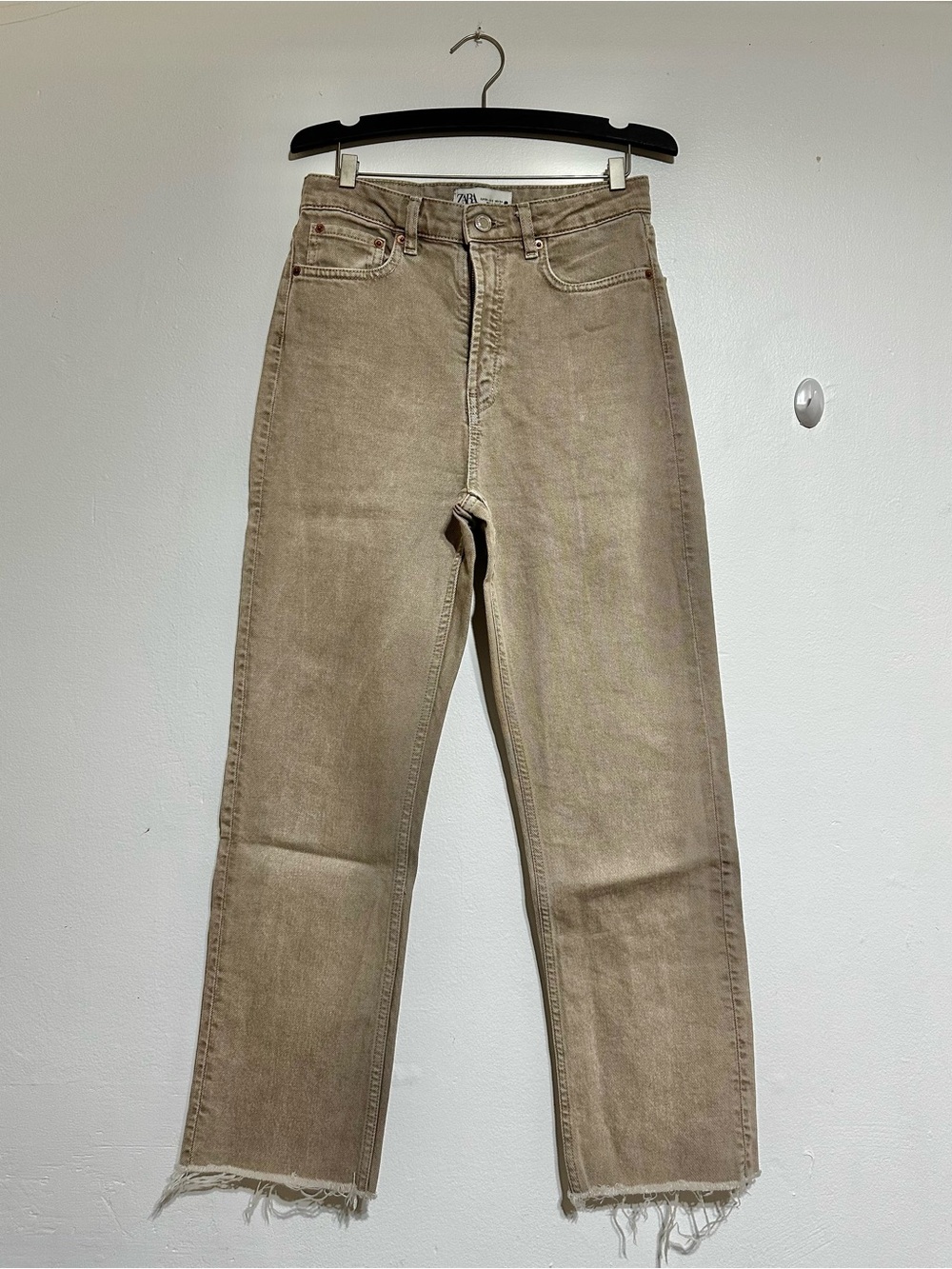 Zara Beige-Tan High Waist Straight Leg Women’s Jeans Like New